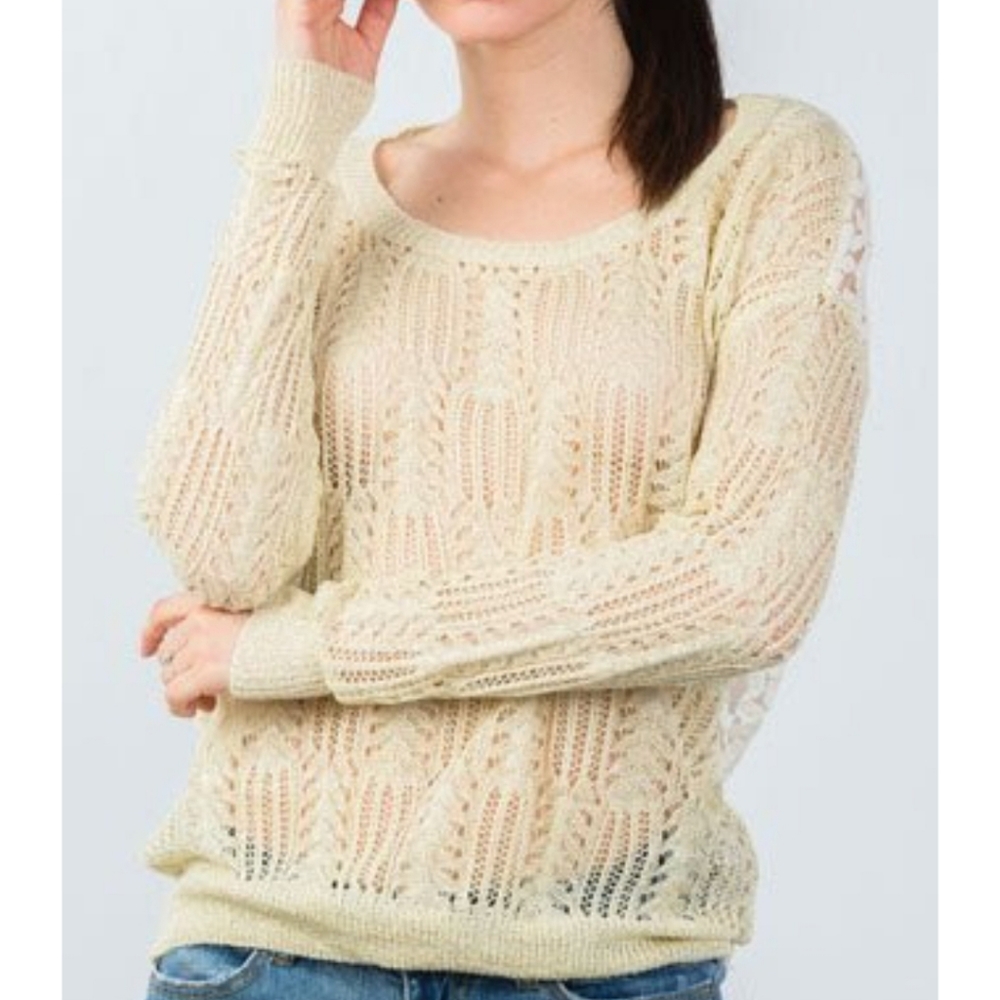 Lace Embroidered Sweater Top Medium